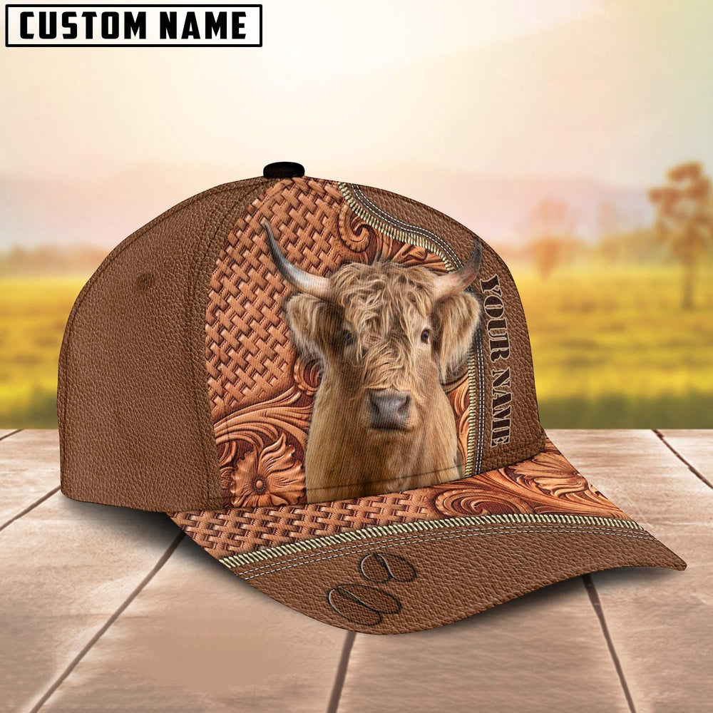 Custom Name Highland Leather Carving Patterns Cap, Farmer Cap, Vintage Farmer Hat, Mens Farmer Hats, Cap For Farmers