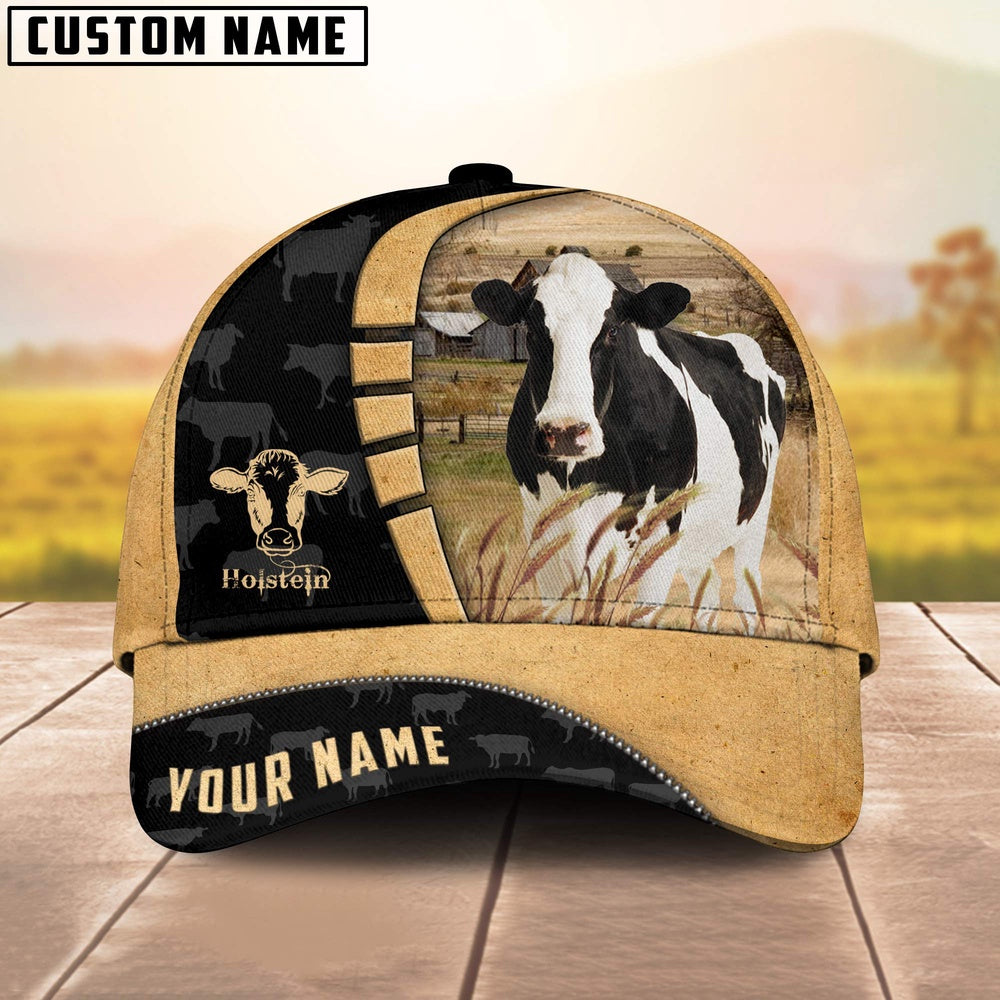Custom Name Holstein Cattle 3D Cap, Farmer Cap, Vintage Farmer Hat, Mens Farmer Hats, Cap For Farmers