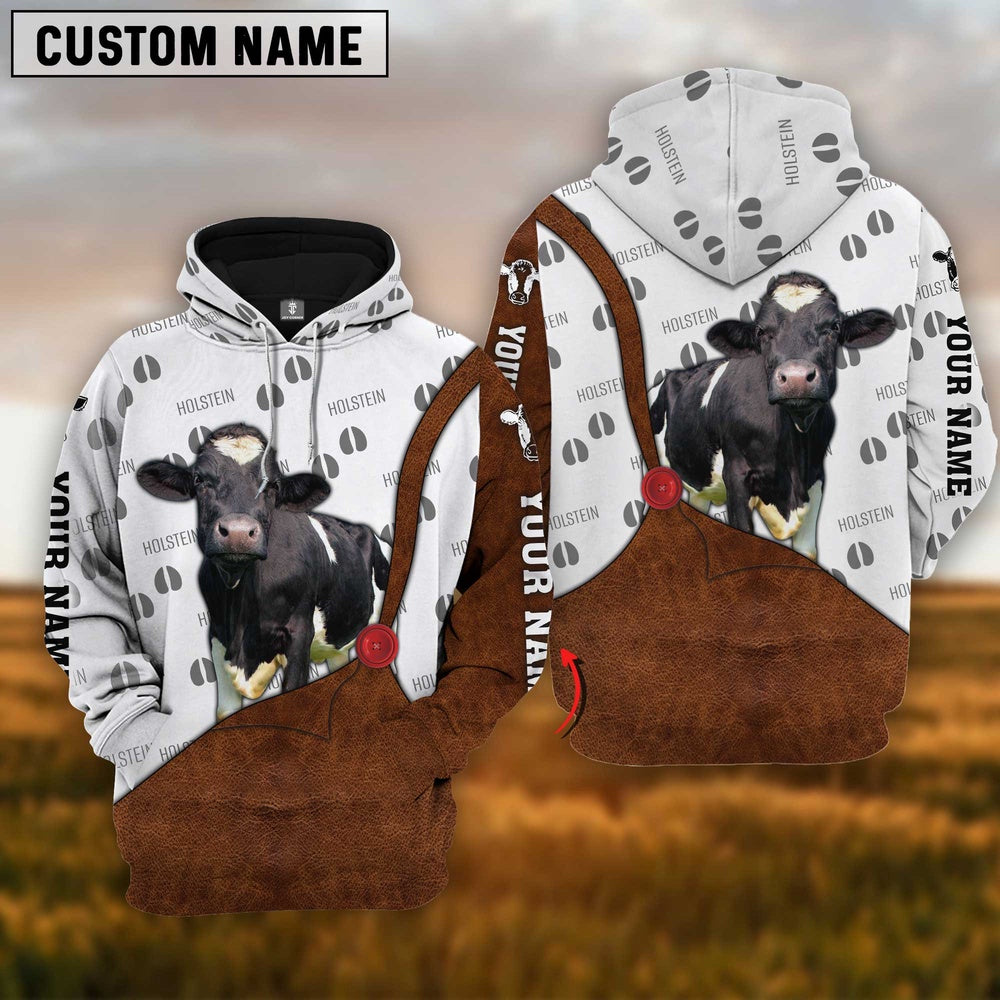 Custom Name Holstein Cattle 3D Printed Hoodie, Farmer Hoodie, Custom Farm Shirts, Farmer T Shirt