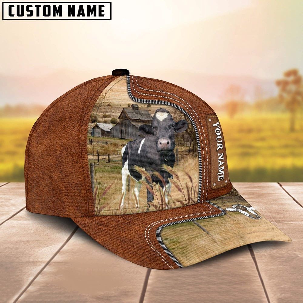 Custom Name Holstein Cattle Cap On The Meadow, Farmer Cap, Vintage Farmer Hat, Mens Farmer Hats, Cap For Farmers