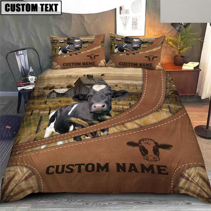 Custom Name Holstein On Farm Bedding Set, Farm Bedding Set, Farmhouse Bedding Set