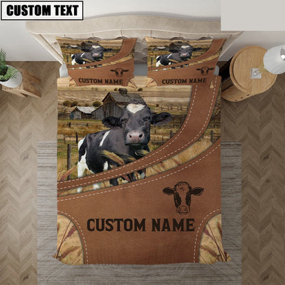 Custom Name Holstein On Farm Bedding Set, Farm Bedding Set, Farmhouse Bedding Set