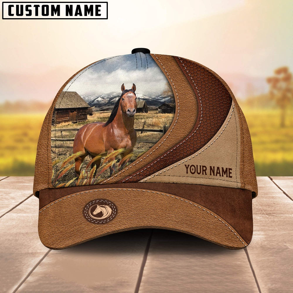 Custom Name Horse Brown Classic Cap, Farmer Cap, Vintage Farmer Hat, Mens Farmer Hats, Cap For Farmers