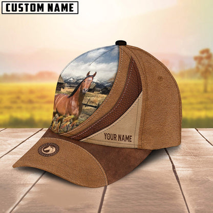 Custom Name Horse Brown Classic Cap, Farmer Cap, Vintage Farmer Hat, Mens Farmer Hats, Cap For Farmers
