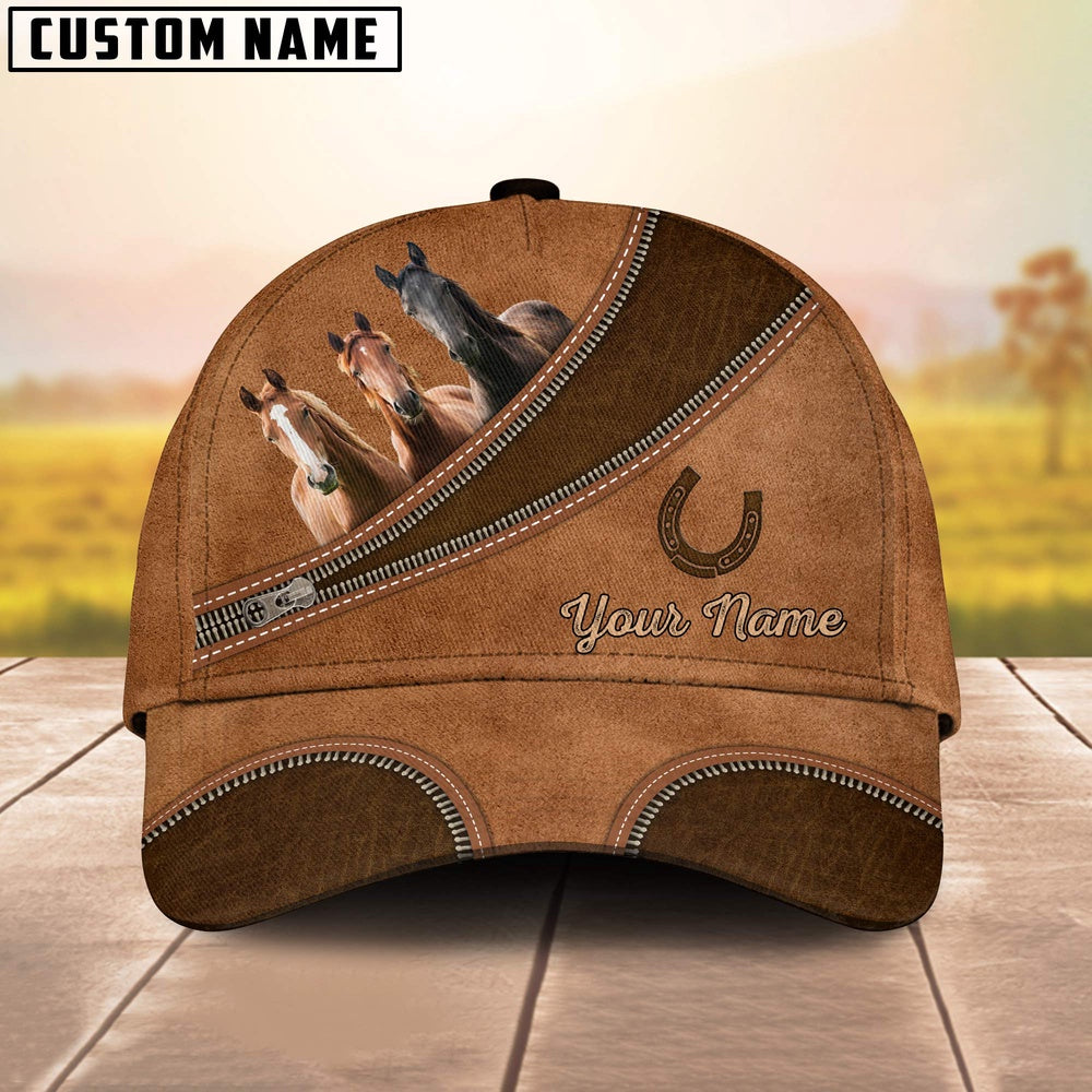 Custom Name Horse Brown Happiness Cap, Farmer Cap, Vintage Farmer Hat, Mens Farmer Hats, Cap For Farmers