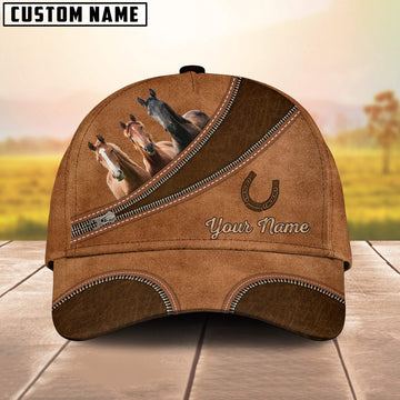 Custom Name Horse Brown Happiness Cap, Farmer Cap, Vintage Farmer Hat, Mens Farmer Hats, Cap For Farmers