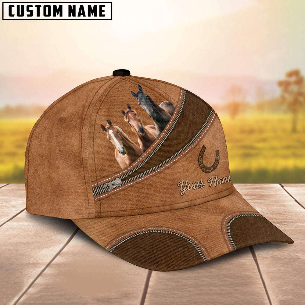 Custom Name Horse Brown Happiness Cap, Farmer Cap, Vintage Farmer Hat, Mens Farmer Hats, Cap For Farmers