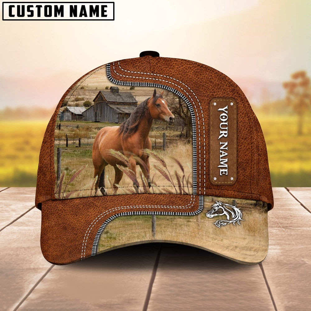 Custom Name Horse Cap On The Meadow, Farmer Cap, Vintage Farmer Hat, Mens Farmer Hats, Cap For Farmers