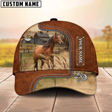 Custom Name Horse Cap On The Meadow, Farmer Cap, Vintage Farmer Hat, Mens Farmer Hats, Cap For Farmers