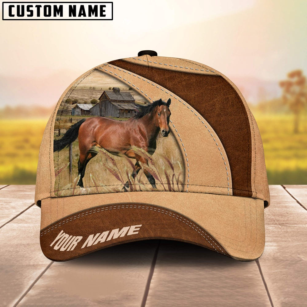 Custom Name Horse Cattle Light Brown Cap, Farmer Cap, Vintage Farmer Hat, Mens Farmer Hats, Cap For Farmers