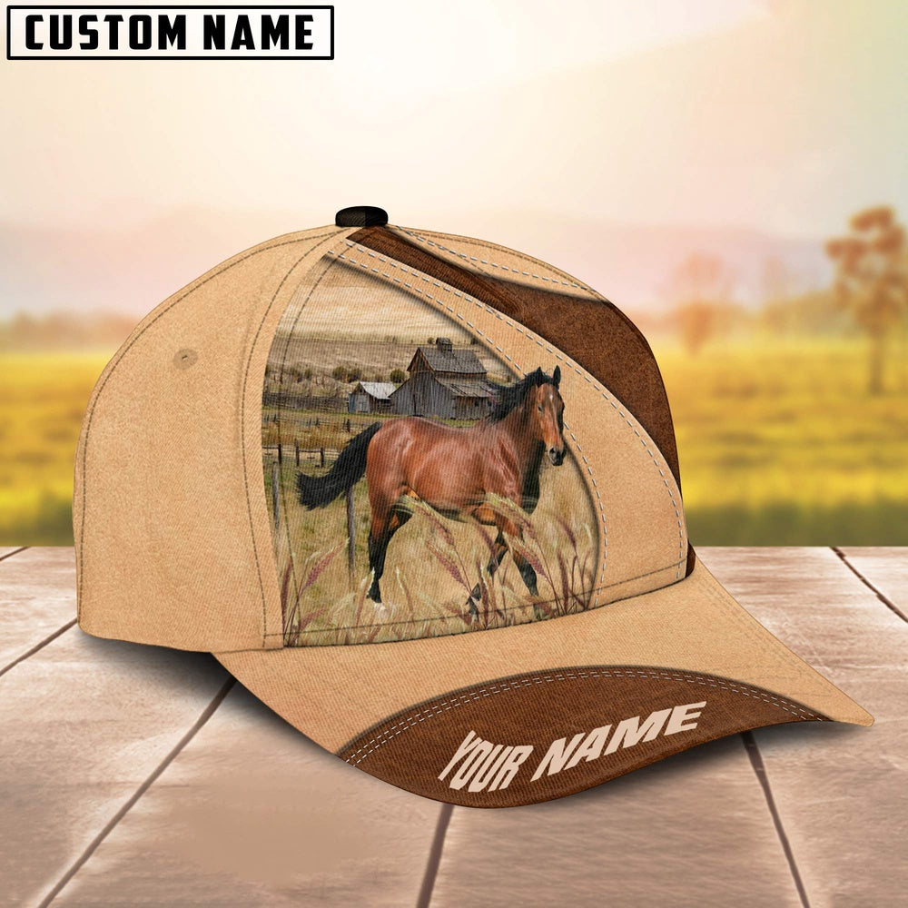 Custom Name Horse Cattle Light Brown Cap, Farmer Cap, Vintage Farmer Hat, Mens Farmer Hats, Cap For Farmers