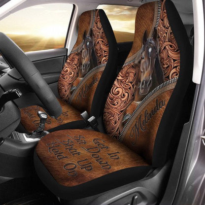 Custom Name Horse Get In Sit Down Shut Up Hold On 2 Car Seat Cover, Car Seat Cover, Farm Car Seat Cover, Pet Seat Covers