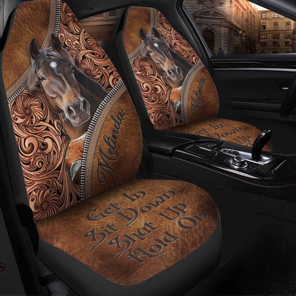 Custom Name Horse Get In Sit Down Shut Up Hold On 2 Car Seat Cover, Car Seat Cover, Farm Car Seat Cover, Pet Seat Covers