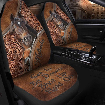 Custom Name Horse Get In Sit Down Shut Up Hold On 2 Car Seat Cover, Car Seat Cover, Farm Car Seat Cover, Pet Seat Covers