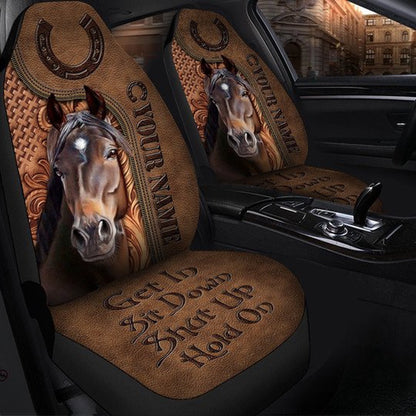 Custom Name Horse Get In Sit Down Shut Up Hold On Car Seat Cover, Car Seat Cover, Farm Car Seat Cover, Pet Seat Covers