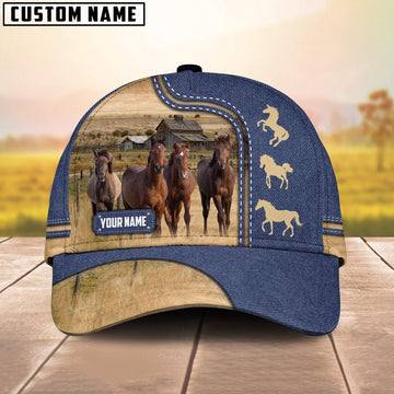 Custom Name Horse Jean Pattern Cap, Farmer Cap, Vintage Farmer Hat, Mens Farmer Hats, Cap For Farmers