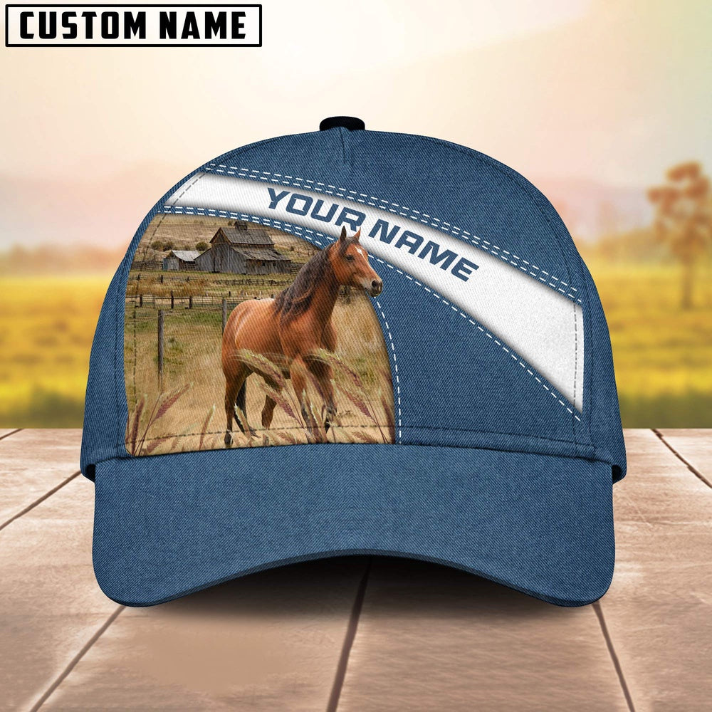 Custom Name Horse Jean Pattern Classic Cap, Farmer Cap, Vintage Farmer Hat, Mens Farmer Hats, Cap For Farmers