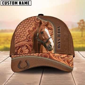 Custom Name Horse Leather Carving Patterns Cap, Farmer Cap, Vintage Farmer Hat, Mens Farmer Hats, Cap For Farmers