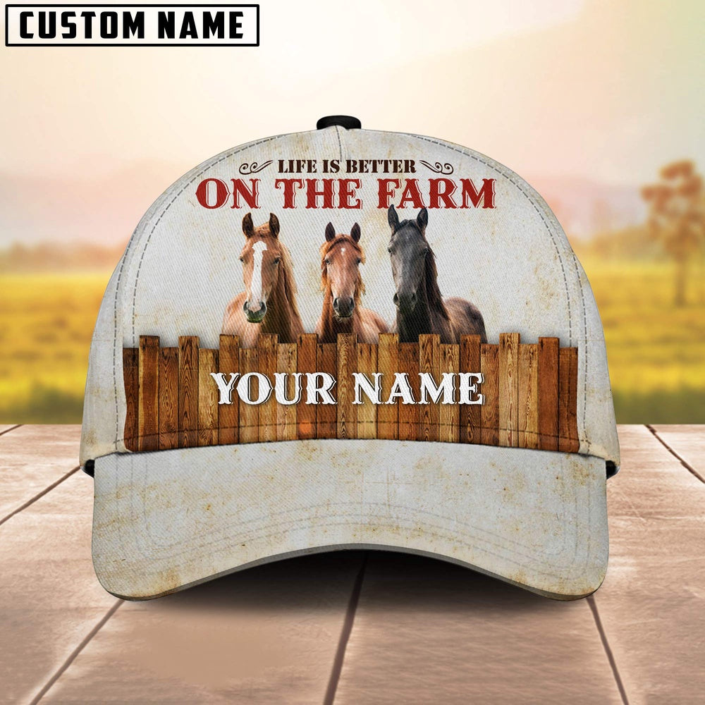 Custom Name Horse On The Farm Cattle Cap, Farmer Cap, Vintage Farmer Hat, Mens Farmer Hats, Cap For Farmers