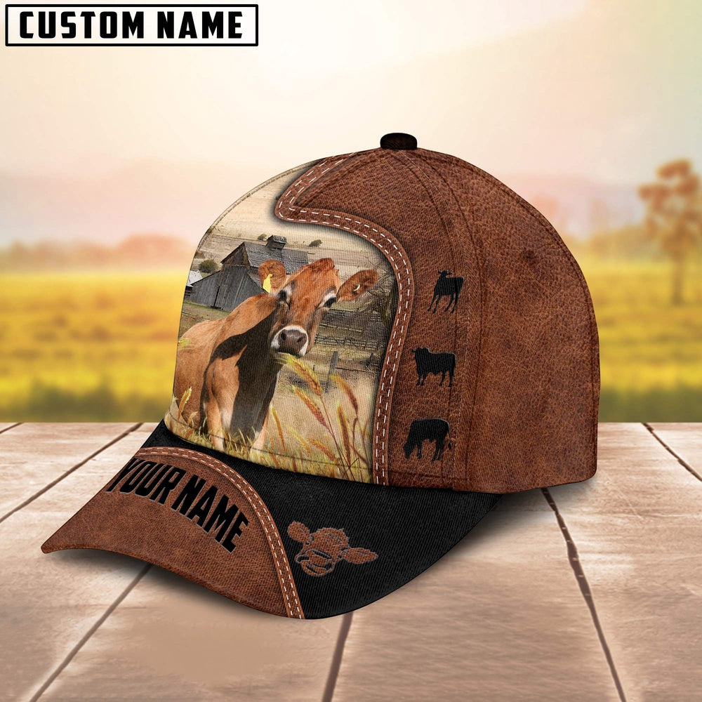 Custom Name Jersey Brown Black Leather Pattern Cap, Farmer Cap, Vintage Farmer Hat, Mens Farmer Hats, Cap For Farmers