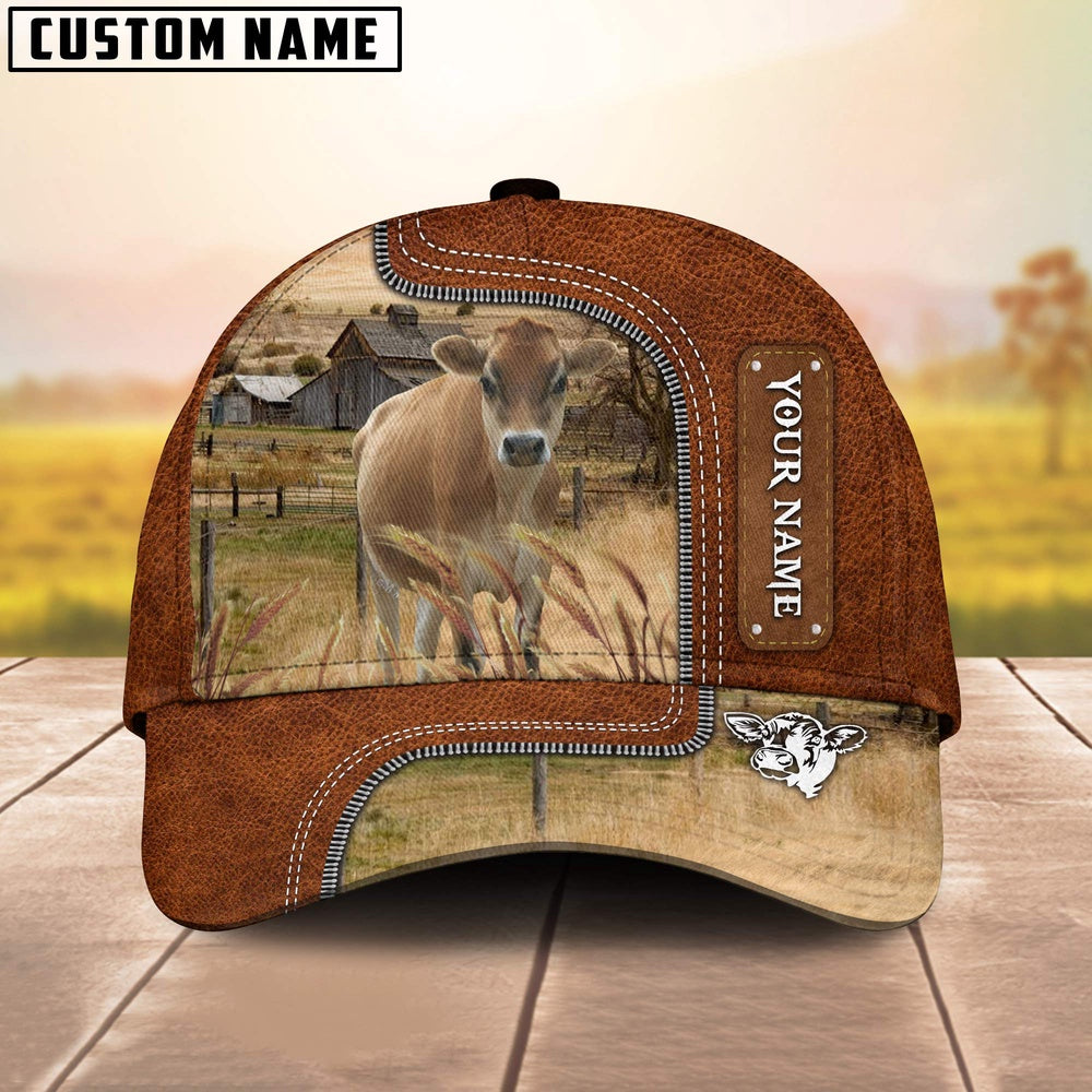 Custom Name Jersey Cattle Cap On The Meadow, Farmer Cap, Vintage Farmer Hat, Mens Farmer Hats, Cap For Farmers