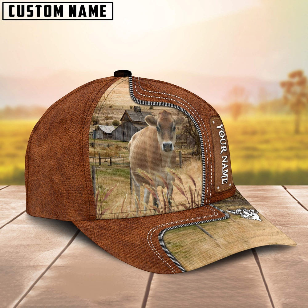 Custom Name Jersey Cattle Cap On The Meadow, Farmer Cap, Vintage Farmer Hat, Mens Farmer Hats, Cap For Farmers