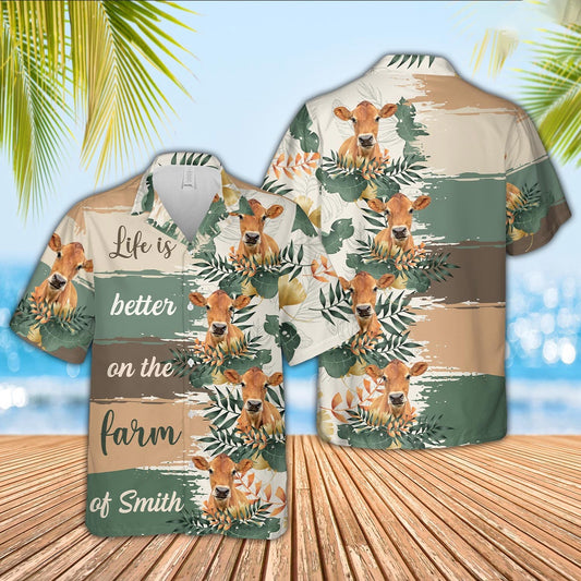 Custom Name Jersey Life Is Better On The Farm Hawaiian Shirt, Farm Hawaiian Shirt, Farmer Hawaii