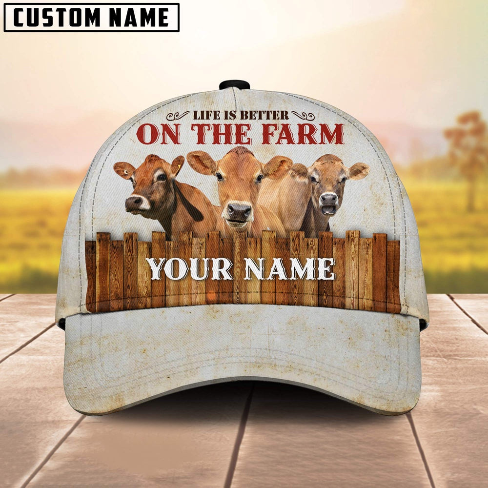 Custom Name Jersey On The Farm Cattle Cap, Farmer Cap, Vintage Farmer Hat, Mens Farmer Hats, Cap For Farmers