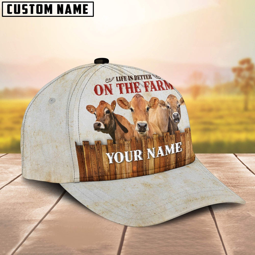 Custom Name Jersey On The Farm Cattle Cap, Farmer Cap, Vintage Farmer Hat, Mens Farmer Hats, Cap For Farmers