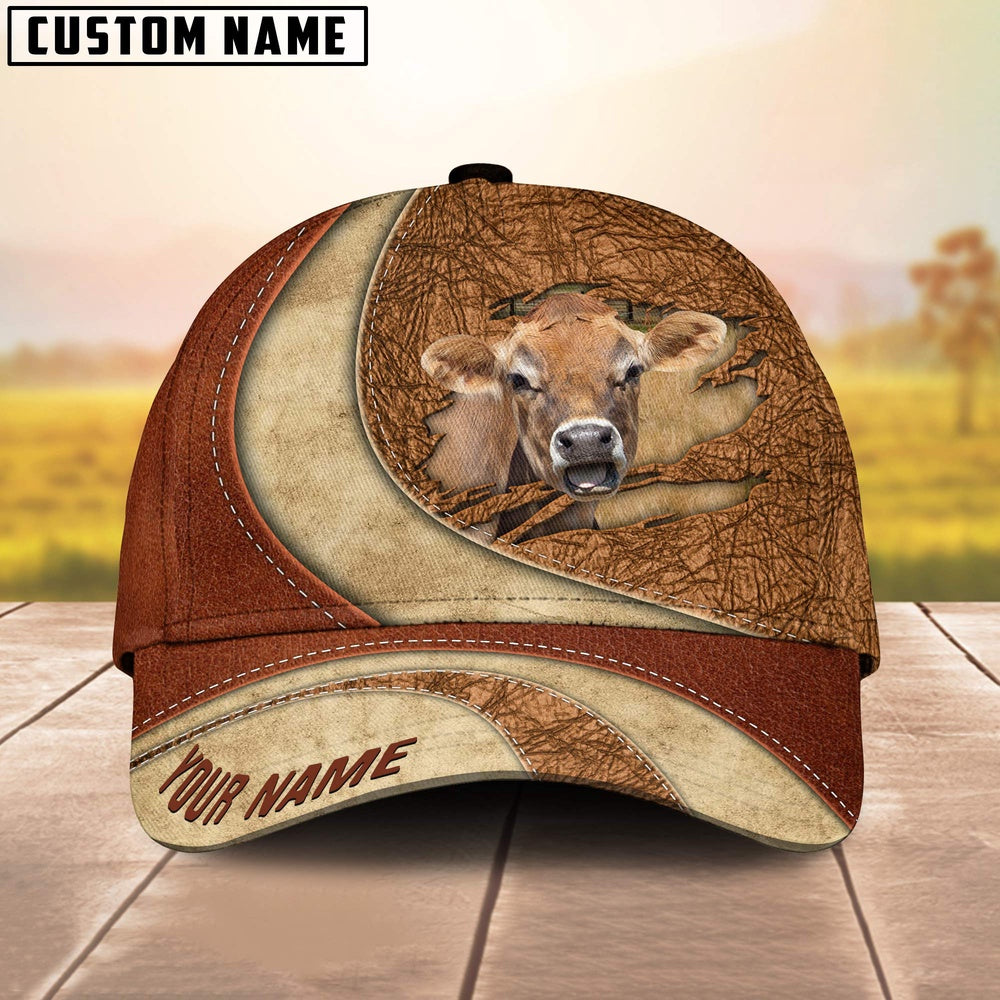 Custom Name Jersey Torn Leather Pattern Classic Cap, Farmer Cap, Vintage Farmer Hat, Mens Farmer Hats, Cap For Farmers