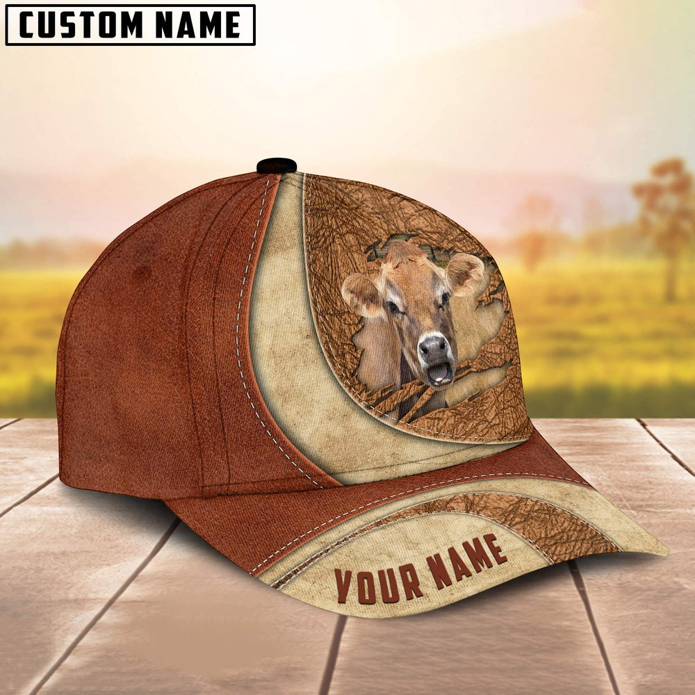 Custom Name Jersey Torn Leather Pattern Classic Cap, Farmer Cap, Vintage Farmer Hat, Mens Farmer Hats, Cap For Farmers