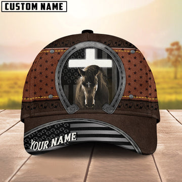 Custom Name Jesus And Black Horse 3D Cap, Farmer Cap, Vintage Farmer Hat, Mens Farmer Hats, Cap For Farmers