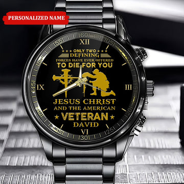 Custom Name Jesus Christ And The America Veteran Business Watch, Military Watch, Military Watches For Men, Fathers Watches