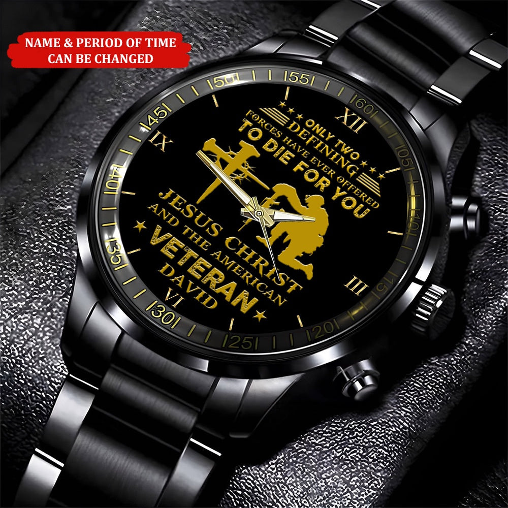 Custom Name Jesus Christ And The America Veteran Business Watch, Military Watch, Military Watches For Men, Fathers Watches