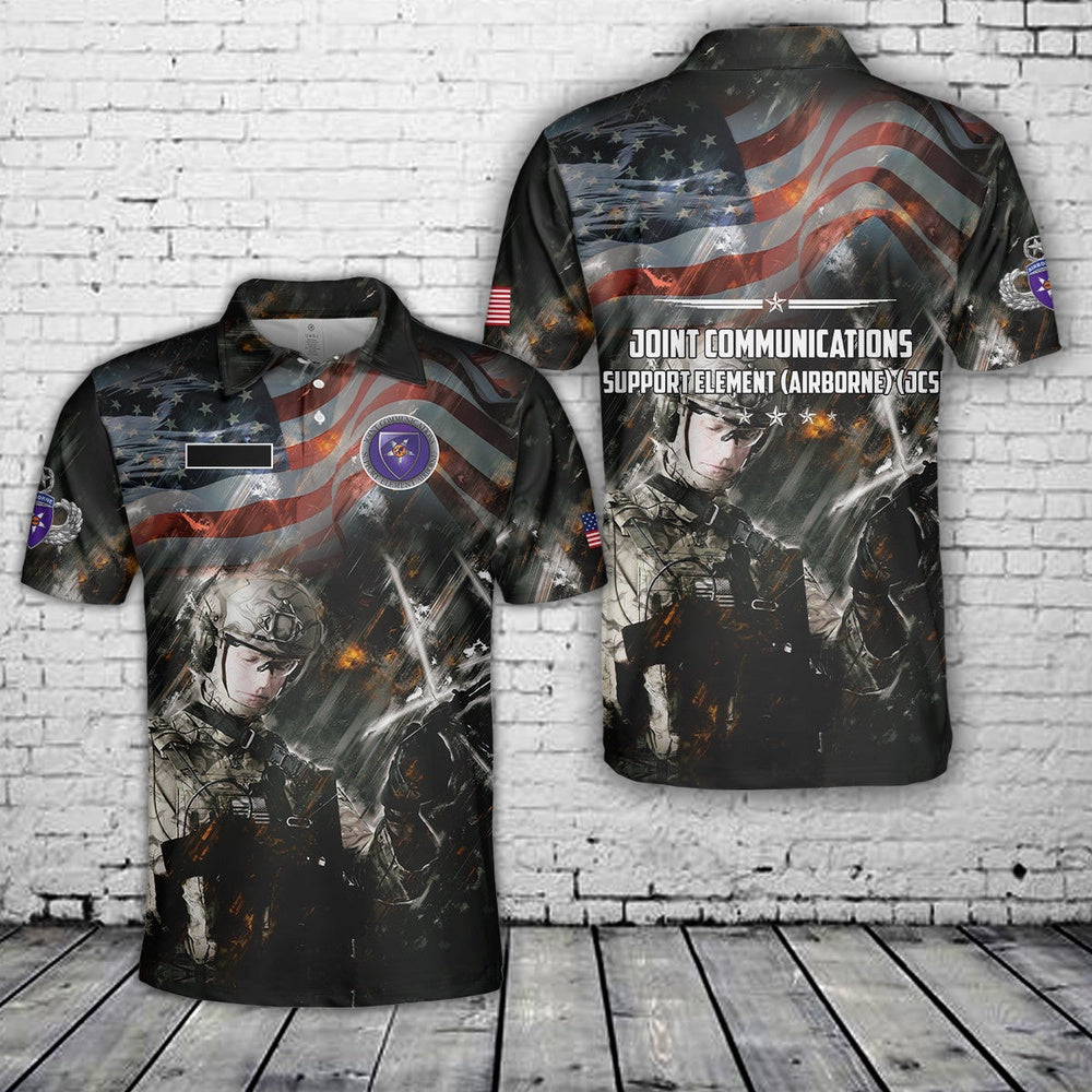 Custom Name Joint Communications Support Element (Airborne) (JCSE) MAWings with JCSE Patch Polo Shirt, Veteran Polo Shirt
