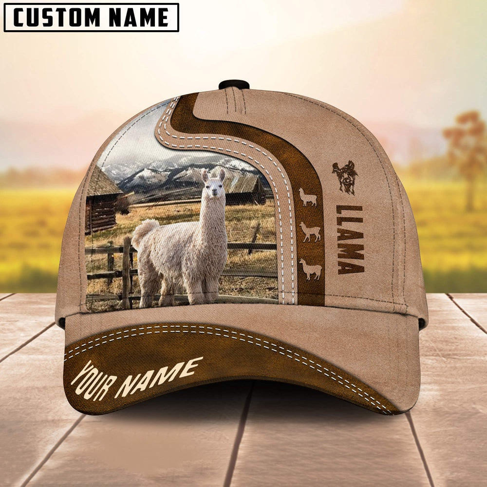 Custom Name LLama Cattle Light Brown Cap, Farmer Cap, Vintage Farmer Hat, Mens Farmer Hats, Cap For Farmers