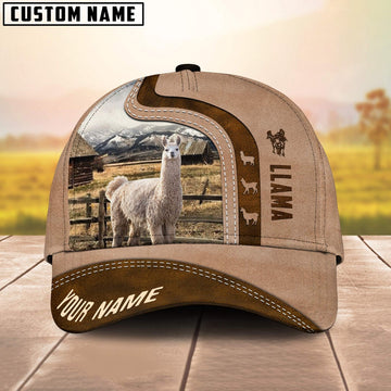 Custom Name LLama Cattle Light Brown Cap, Farmer Cap, Vintage Farmer Hat, Mens Farmer Hats, Cap For Farmers