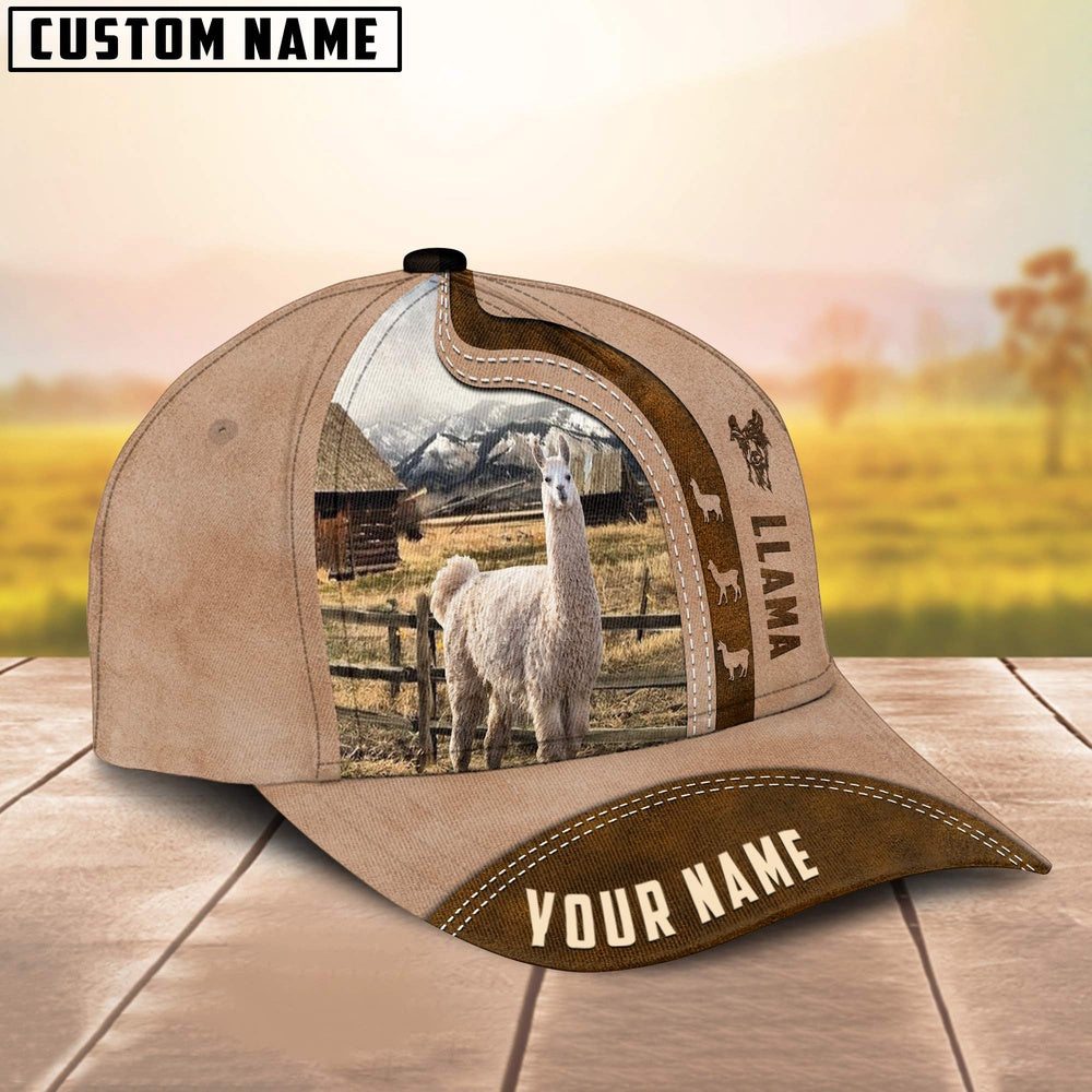 Custom Name LLama Cattle Light Brown Cap, Farmer Cap, Vintage Farmer Hat, Mens Farmer Hats, Cap For Farmers