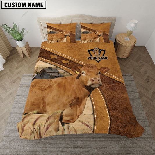 Custom Name Limousin Bedding Set, Farm Bedding Set, Farmhouse Bedding Set