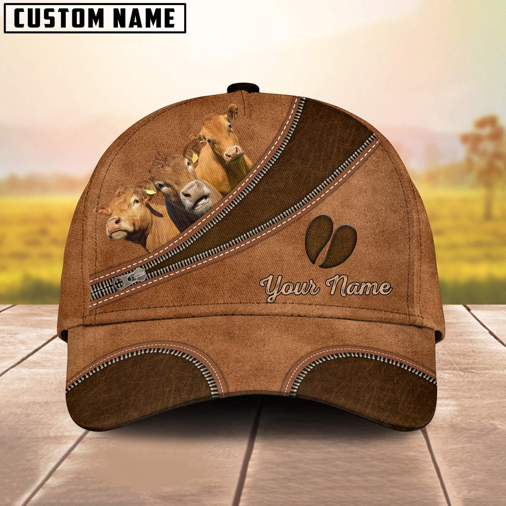 Custom Name Limousin Brown Happiness Cap, Farmer Cap, Vintage Farmer Hat, Mens Farmer Hats, Cap For Farmers