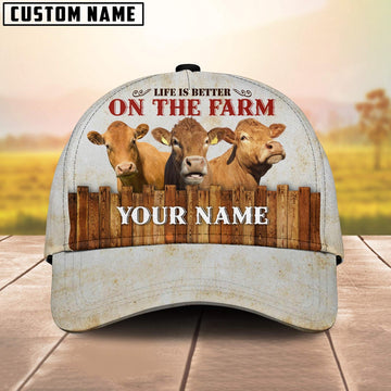 Custom Name Limousin On The Farm Cattle Cap, Farmer Cap, Vintage Farmer Hat, Mens Farmer Hats, Cap For Farmers