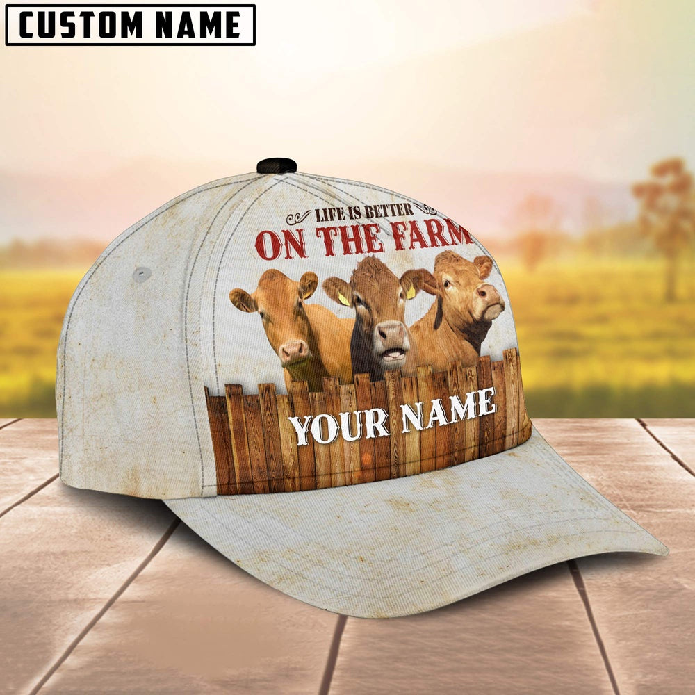 Custom Name Limousin On The Farm Cattle Cap, Farmer Cap, Vintage Farmer Hat, Mens Farmer Hats, Cap For Farmers
