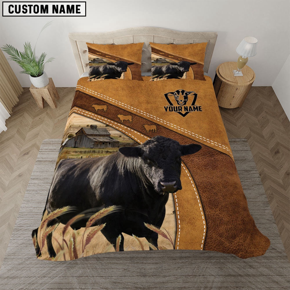 Custom Name Lowline Angus Bedding Set, Farm Bedding Set, Farmhouse Bedding Set