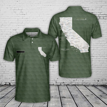 Custom Name Map of California Golf Courses Polo Shirt, Veteran Polo Shirt