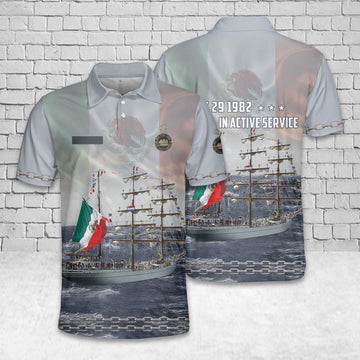 Custom Name Mexican Navy ARM Cuauhtémoc (BE01) Polo Shirt, Veteran Polo Shirt