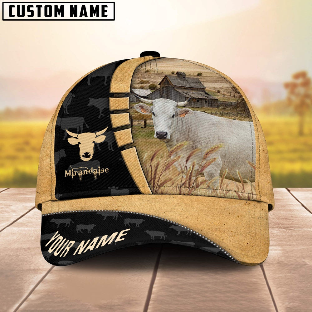 Custom Name Mirandaise Cattle 3D Cap, Farmer Cap, Vintage Farmer Hat, Mens Farmer Hats, Cap For Farmers