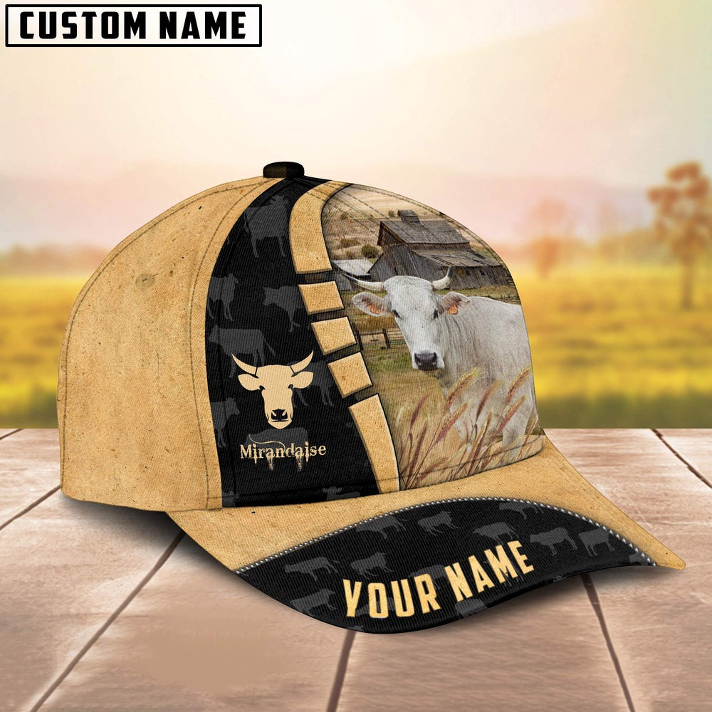 Custom Name Mirandaise Cattle 3D Cap, Farmer Cap, Vintage Farmer Hat, Mens Farmer Hats, Cap For Farmers