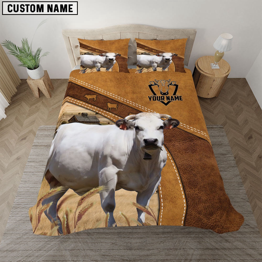 Custom Name Piedmontese Bedding Set, Farm Bedding Set, Farmhouse Bedding Set