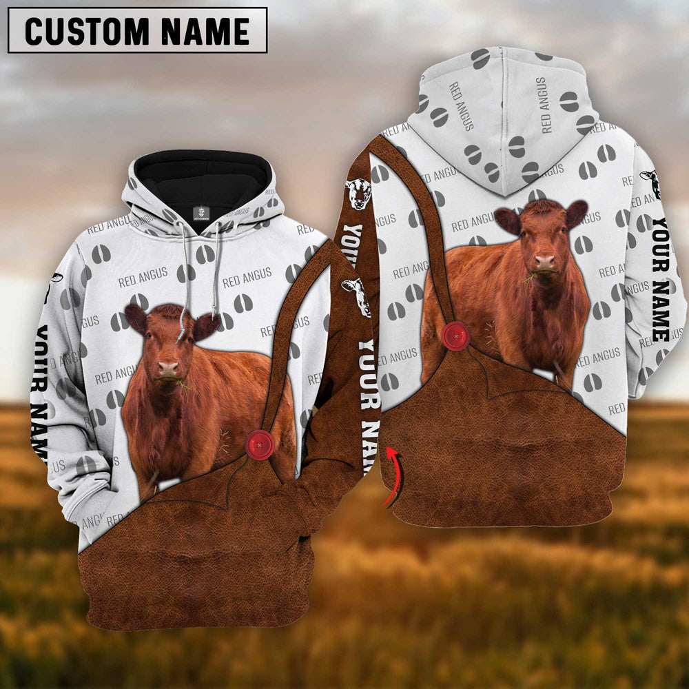 Custom Name Red Angus Cattle 3D Printed Hoodie, Farmer Hoodie, Custom Farm Shirts, Farmer T Shirt