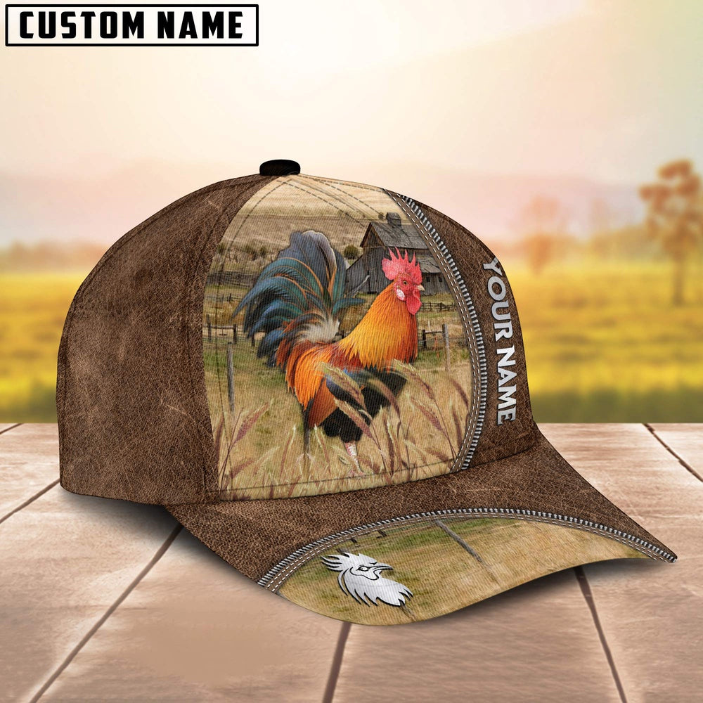 Custom Name Rhode Island Red Brown Leather Pattern Cap, Farmer Cap, Vintage Farmer Hat, Mens Farmer Hats, Cap For Farmers